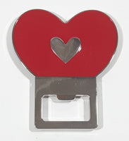 Red Heart Shaped Metal Magnet Bottle Opener