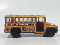 2002 Matchbox Kid's Cars Of The Years School Bus "Bulldogs Football" Yellow Die Cast Toy Car Vehicle Missing Side Door