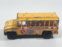 2002 Matchbox Kid's Cars Of The Years School Bus "Bulldogs Football" Yellow Die Cast Toy Car Vehicle Missing Side Door