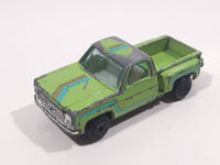 1980s Yatming No. 1601 Chevy Stepside Pickup Truck Green Die Cast Toy Car Vehicle