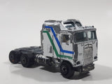 Vintage 1981 Yatming No. 1404 JRI Univ Studios Kenworth K100 COE Aerodyne 108 Semi Tractor Truck White Die Cast Toy Car Vehicle