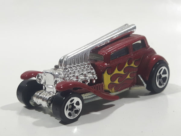 2007 Hot Wheels Straight Pipes Dark Metalflake Red Die Cast Toy Car Vehicle