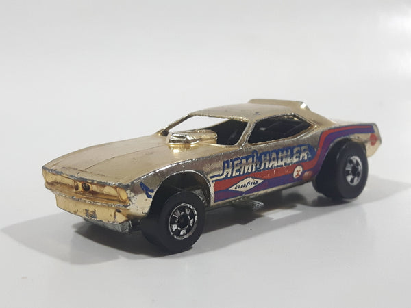 Vintage 1977 Hot Wheels Top Eliminator Hemi Hauler Gold Chrome Die Cast Toy Funny Race Car Vehicle Made in Hong Kong