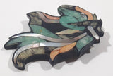 Vintage Mother of Pearl Abalone Horse Head Shaped Metal Brooch Pin
