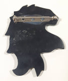 Vintage Mother of Pearl Abalone Horse Head Shaped Metal Brooch Pin