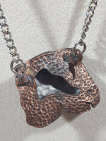 Western Copper Tone Horse Head Pendant 18" Long Metal Chain Necklace
