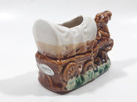 Vintage Nashville Tennessee Horse and Chuck Wagon 3 1/4" Long Ceramic Toothpick Holder