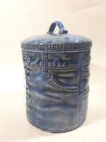 Vintage Blue Denim Jeans Style 8 1/2" Tall Ceramic Cookie Jar