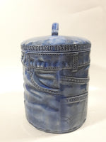 Vintage Blue Denim Jeans Style 8 1/2" Tall Ceramic Cookie Jar