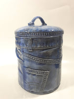 Vintage Blue Denim Jeans Style 8 1/2" Tall Ceramic Cookie Jar