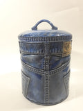 Vintage Blue Denim Jeans Style 8 1/2" Tall Ceramic Cookie Jar