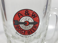 1948-1961 A & W Allen and Wright Ice Cold Root Beer Arrow Logo 6" Tall Heavy Clear Glass Mug