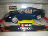 Rare Version Burago Gold Collection Porsche 911 Turbo Dark Blue 1/18 Scale Die Cast Toy Car Vehicle New in Box