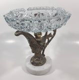 Vintage Crystal Cut Glass Brass Metal Water Pitcher Marble Pedestal 7 1/2" Tall Ash Tray