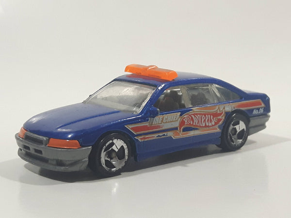 2002 Hot Wheels Heat Fleet Police Cruiser Fire Chief No. 06 Blue Die Cast Toy Emergency Response Cop Vehicle