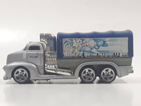 2002 Hot Wheels Haulers Diabolical Doctor Fraser's Lazers Cargo Truck Silver Grey and Blue Die Cast Toy Car Vehicle