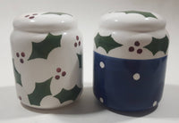 Christmas Holly Themed 3 1/2" Tall Ceramic Salt and Pepper Shaker Set