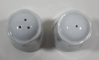 Vintage Florencia Small Purple Flowers White 2 1/2" Tall Ceramic Salt and Pepper Shaker Set Made in Chile