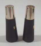 Modern Brass Metal Top Thin Wooden 3" Tall Salt and Pepper Shaker Set