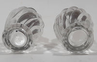 Vintage Brass Spire Top Swirl Pattern Glass 2 3/4" Tall Salt and Pepper Shaker Set