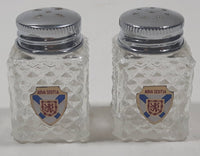 Vintage Nova Scotia Metal Top Clear Glass Small 1 3/4" Tall Salt and Pepper Shaker Set