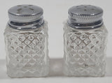 Vintage Nova Scotia Metal Top Clear Glass Small 1 3/4" Tall Salt and Pepper Shaker Set