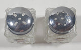 Vintage Nova Scotia Metal Top Clear Glass Small 1 3/4" Tall Salt and Pepper Shaker Set