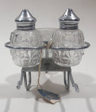 Vintage Celtic Brand Metal Cart Holder 6 1/2" Salt and Pepper Shaker Set with Sugar Jar