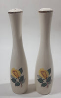 Vintage Yellow Flower Themed Thin Ceramic 6 1/2" Tall Salt and Pepper Shaker Set