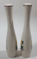 Vintage Yellow Flower Themed Thin Ceramic 6 1/2" Tall Salt and Pepper Shaker Set