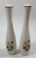 Vintage Yellow Flower Themed Thin Ceramic 6 1/2" Tall Salt and Pepper Shaker Set