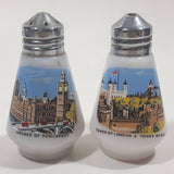 Vintage Houses of Parliament Tower of London & Tower Bridge Milk Glass 2 7/8" Tall Salt and Pepper Shaker Set