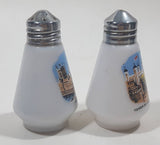 Vintage Houses of Parliament Tower of London & Tower Bridge Milk Glass 2 7/8" Tall Salt and Pepper Shaker Set