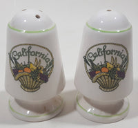 Vintage California Basket of Fruit and Vegetables Themed 3 1/8" Tall Salt and Pepper Shaker Set Made in Korea