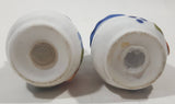 Vintage Strawberry Themed Hand Painted Blue and White 3" Tall Salt and Pepper Shaker Set with Tray