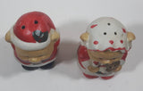 Vintage Teddy Bear Santa Claus and Mrs Claus Ceramic 3 1/2" Tall Salt and Pepper Shaker Set