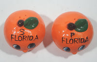 Vintage Florida Orange Shaped Ceramic 2 1/4" Tall Salt and Pepper Shaker Set