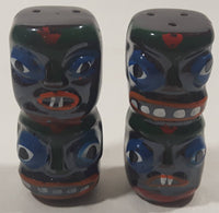 Vintage Hand Painted Totem Pole Shaped Ceramic 3" Tall Salt and Pepper Shaker Set Made in Japan