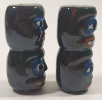 Vintage Hand Painted Totem Pole Shaped Ceramic 3" Tall Salt and Pepper Shaker Set Made in Japan