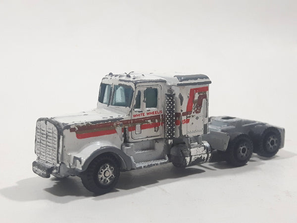 Vintage Yatming Kenworth Semi Tractor Truck 'White Wheels' White Die Cast Toy Car Vehicle