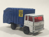 Vintage 1979 Lesney Matchbox Superfast No. 36 Colectomatic Refuse Truck White and Blue Garbage Pickup Die Cast Toy Car Vehicle with Sliding Compactor