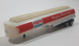 Vintage Yatming Exxon Happy Motoring! Semi Gas Petrol Tanker Trailer White and Red Die Cast Toy Car Vehicle Made in Hong Kong