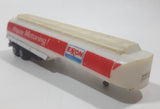 Vintage Yatming Exxon Happy Motoring! Semi Gas Petrol Tanker Trailer White and Red Die Cast Toy Car Vehicle Made in Hong Kong