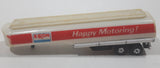 Vintage Yatming Exxon Happy Motoring! Semi Gas Petrol Tanker Trailer White and Red Die Cast Toy Car Vehicle Made in Hong Kong