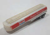Vintage Yatming Exxon Happy Motoring! Semi Gas Petrol Tanker Trailer White and Red Die Cast Toy Car Vehicle Made in Hong Kong