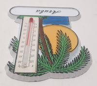 Aruba Palm Tree Ocean Sun Themed Thermometer 2 5/8" x 3 1/8" Rubber Fridge Magnet