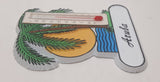 Aruba Palm Tree Ocean Sun Themed Thermometer 2 5/8" x 3 1/8" Rubber Fridge Magnet