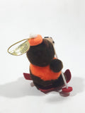 Vintage A&W Root Beer Bear Skiing with Red Skis 3 3/4" Tall Plush Stuffed Character Hanging Christmas Tree Ornament