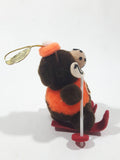 Vintage A&W Root Beer Bear Skiing with Red Skis 3 3/4" Tall Plush Stuffed Character Hanging Christmas Tree Ornament