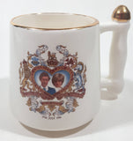 Vintage 1981 July 29th HRH Prince Charles and Lady Diana Spencer To Commemorate Their Marriage Ich Dien 3 1/2" Tall Ceramic Coffee Mug Cup